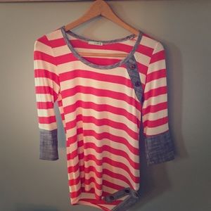 Red striped top with buttons